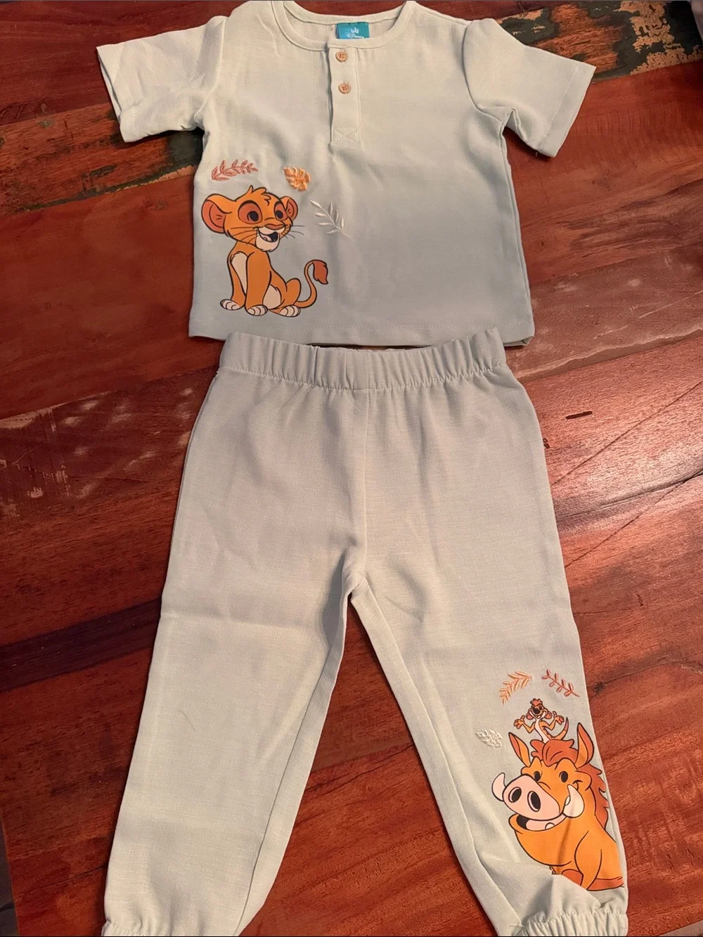 Disney Kids 2-Piece Matching Set in Cream with Orange Lion King Graphics